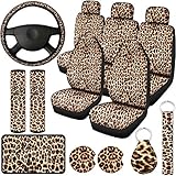 13 Pieces Leopard Print Car Seat Covers Full