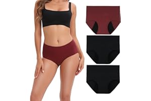 INNERSY Women's Period Underwear High Waisted Menstrual Cotton Leakproof Panties 3 Packs