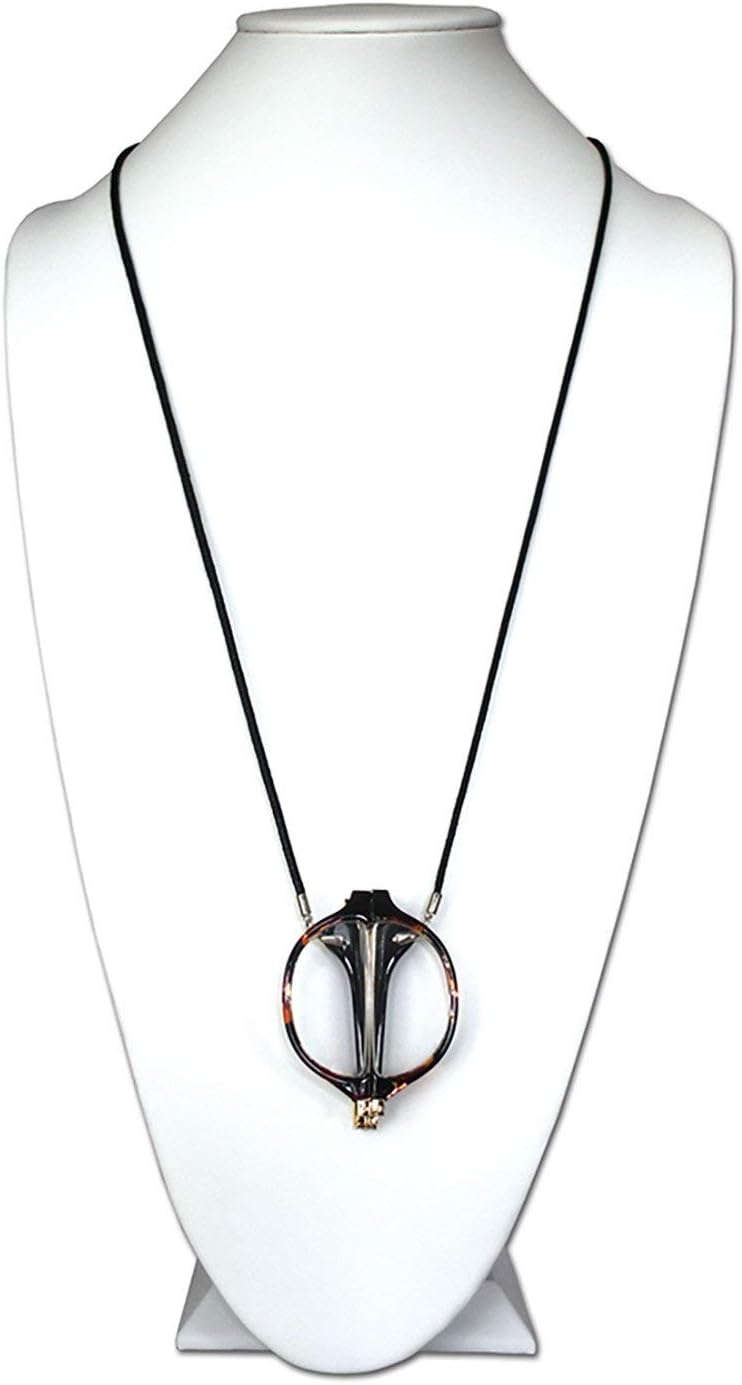 Maria Foldable Round Tortoise Shell Black Cord, Neckglasses Pendant, Reading Glasses, Convenient, Superior Chain, Discreet, Easy Care - 1.5 - Tortoise Shell