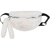 Fuzzy Fanny Pack for Women Faux Fur Belt Bum Bag with Adjustable Strap Waist Pouch Casual Crossbody Purse for Travel