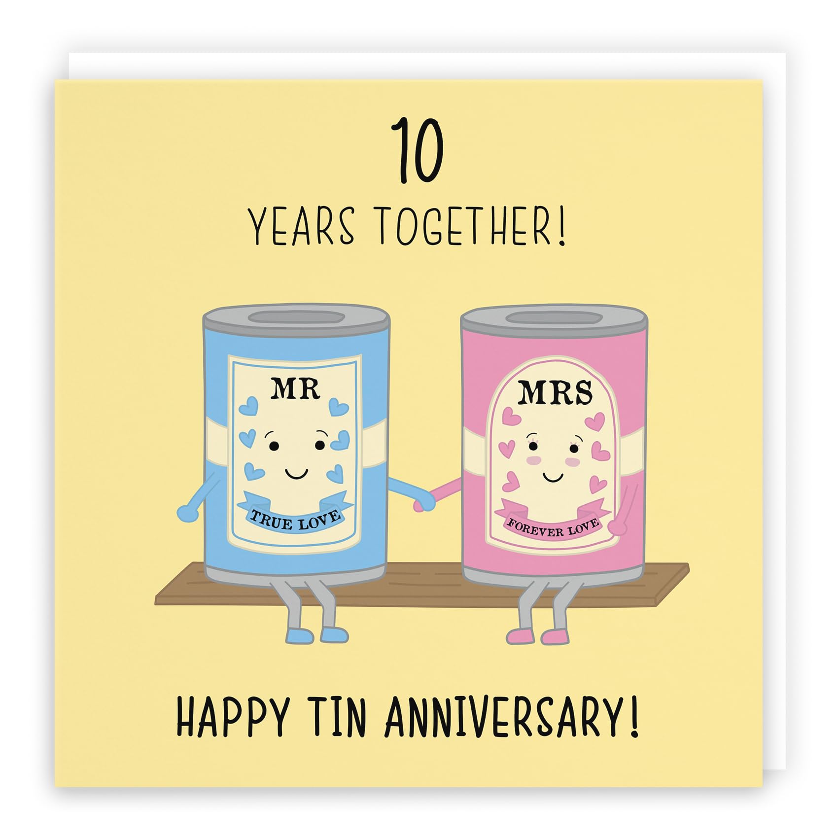 Hunts England - Large 10th Wedding Anniversary Card - Large Size - Tin Anniversary - Iconic - Large - 210 x 210 mm - 10 Years Cute Anniversary Card For Him, Her, Couples, etc.