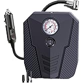 Tire Inflator Portable Car Air Compressor,12V Electric Car Air Pump with Analog Display 100 psi Dial Gauge Inflator with Adaptors for Bicycles, Trucks, Balls,Cars