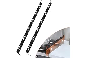 ITSNIO Stove Gap Covers, 25.6" Long & 0.4" Wide Stove Counter Side Gap Guards, Oven Gap Filler with Aluminum, Heat Resistant and Easy to Clean, Range Trim Kit, Left and Right 2 PCS(Black)