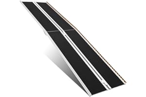 Folding Wheelchair Ramp 10FT, Wheel Chair Ramps with Non-Skid Surface & Reflective Strips, Portable Door Threshold Ramps for 