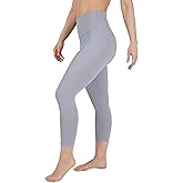 90 Degree By Reflex Womens High Waisted Capri Legging Side Pocket Squat Proof Gym Workout Yoga Pant | Weathervane | Small