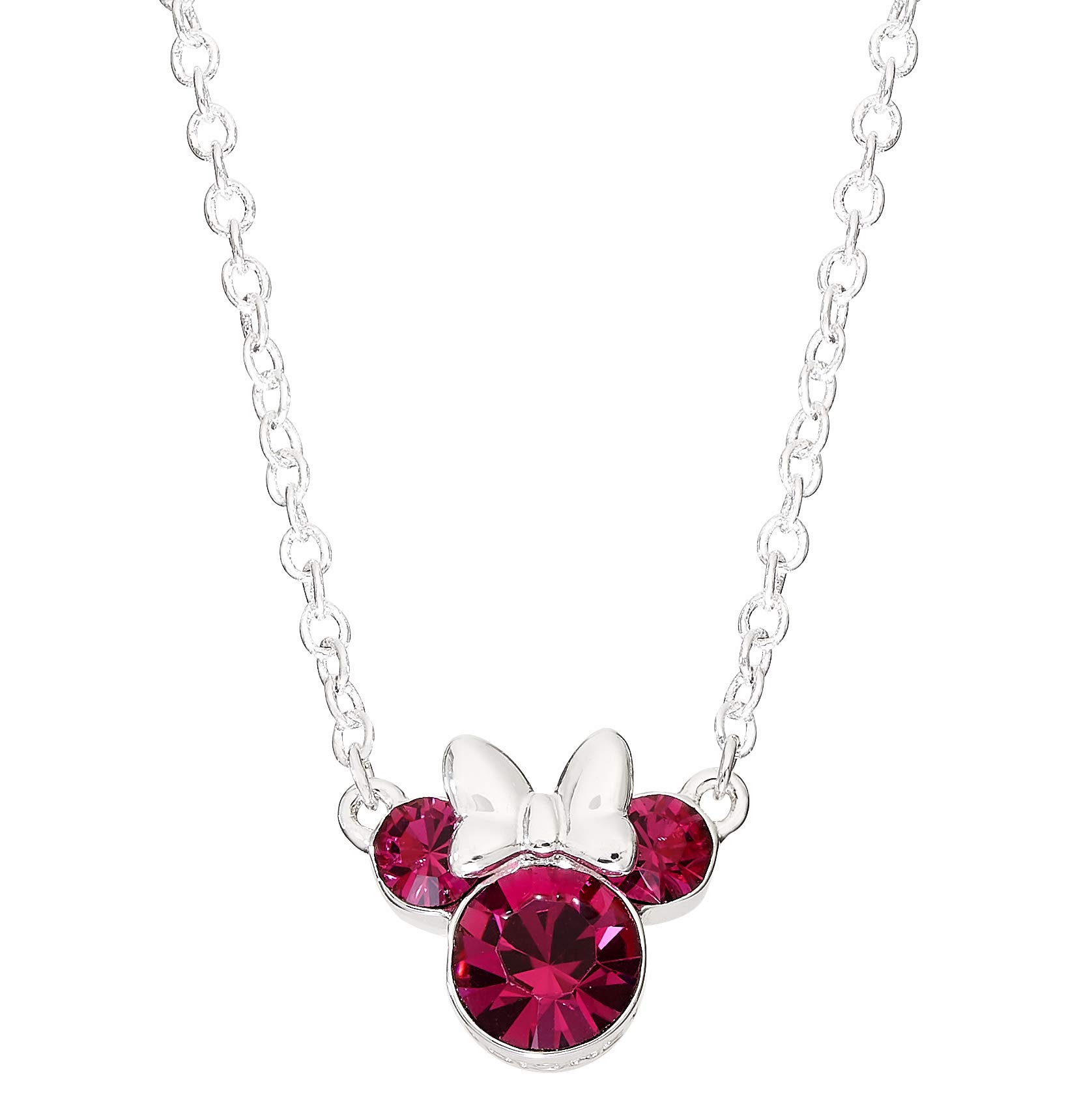 Minnie Mouse Silver Pink Stone Set Necklace N902352ROCTL-18