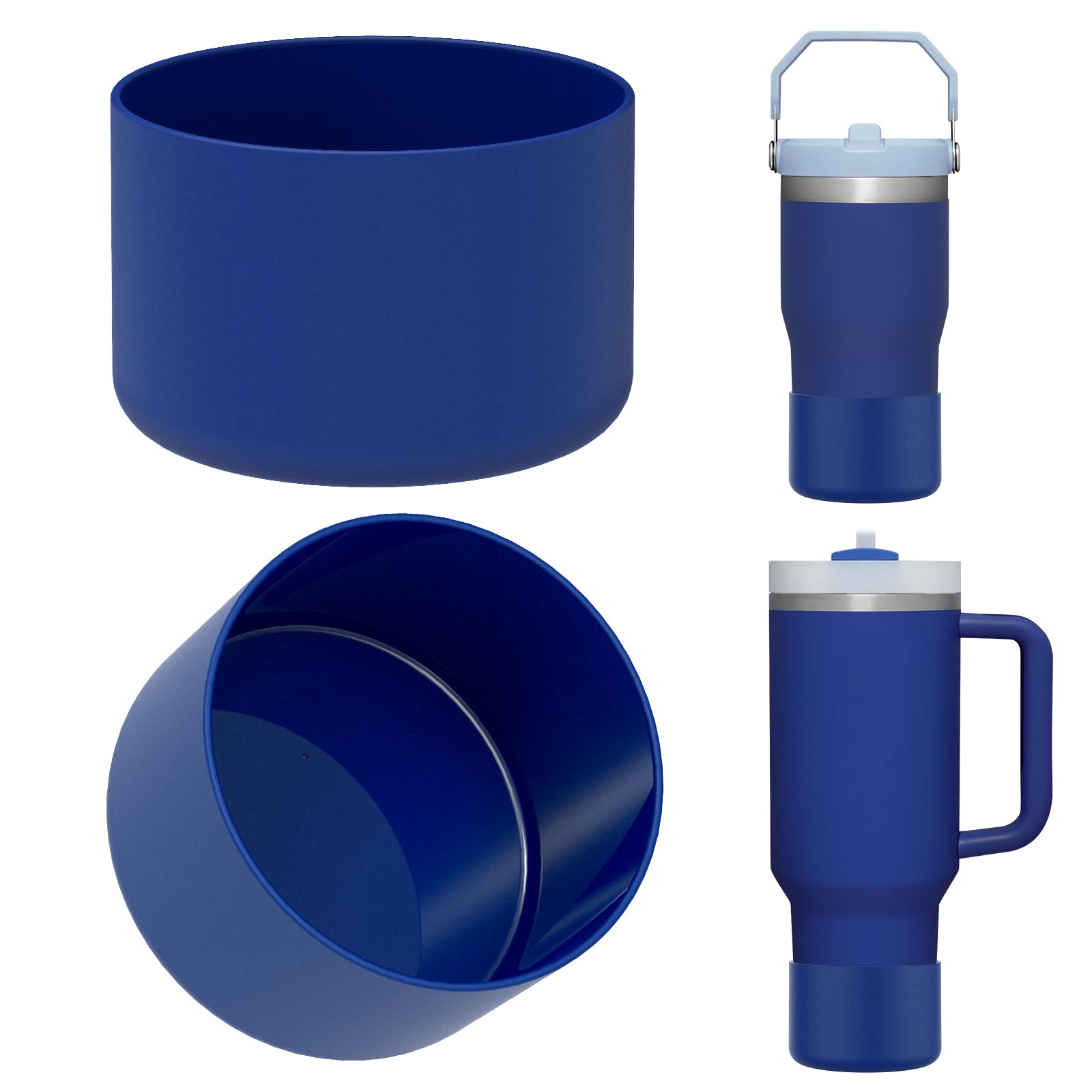 Linkidea 2 Pack Water Bottle Boot Compatible with Stanley Quencher H2.0 20oz/30oz/40oz, IceFlow Flip 20oz/30oz Tumbler, Silicone Bottle Bottom Sleeve Cover Bumper Protector (Cobalt)