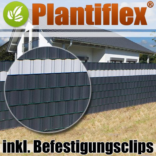 Plantiflex Sichtschutz Rolle 35m Blickdicht PVC Zaunfolie Windschutz für Doppelstabmatten Zaun (Anthrazit) – Bild 4