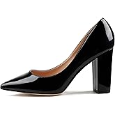 JOY IN LOVE Chunky Heels for Women High Block Heel Pointy Toe Dress Work Pumps