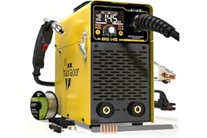 haxiaoer 145A MIG Welder, 110V Flux Core MIG Welder Machine, 3-in-1 MIG/Lift TIG/Stick, IGBT Inverter with Digital Display, Portable for Gasless Welding