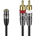 J&D 3.5 mm to Dual RCA Audio Cable, Gold Plated Copper Shell Heavy Duty 3.5mm Female to 2 RCA Male Stereo Audio Adapter Cable Adapter Cord, 1 Feet
