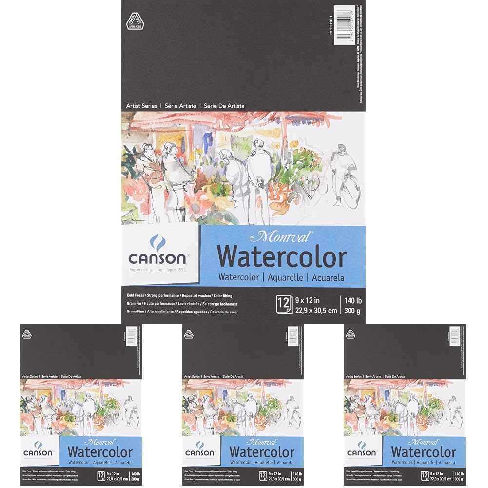 Canson Artist Series Montval Watercolor Paper, Foldover Pad, 9x12 inches, 12 Sheets (140lb/300g) - Artist Paper for Adults and Students - Watercolors, Mixed Media, Markers and Art Journaling Image Canson Artist Series Montval Watercolor Paper, Foldover Pad, 9x12 inches, 12 Sheets (140lb/300g) - Artist Paper for Adults and Students - Watercolors, Mixed Media, Markers and Art Journaling Image