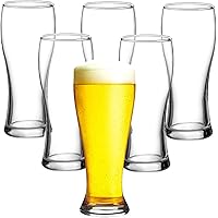 Beer Glasses Set of 6, Pilsner Beer Glass, 480 ml IPA Beer Glass, 480 ml Beer Glassware Cup, Classic Beer Glasses for Men