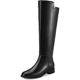 IDIFU Flat Knee High Boots for Women Strecthy Rounded Toe Side Zipper | 1.18 inch Trendy Comfortable Low Heel, 2026 Dress Ela