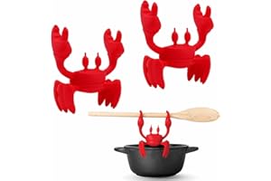 LinamHoz 2 Pcs Utensil Holder, Crab Utensil Rest- Steam Releaser, Heat-Resistant with Non-Slip Grip, Spatula Holder and Cooki