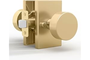 Mega Handles Laura Gold Privacy Door Knob - 1 Pack Reversible Interior Gold Door Knob, Heavy Duty Bed and Bath Door Knobs with Privacy Lock, Fits All Standard Door Sizes - Satin Brass