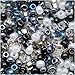 Czech Seed Beads 6/0 ''Top Hat'' Mix Black White Silver (1 Ounce)