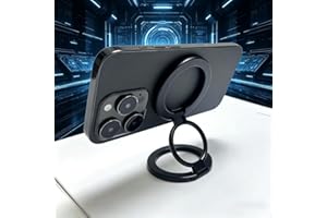 Dual Magnetic Phone Holder for Mount 360 Rotate Foldable Desktop & Car Use for iPhone17/16/15/14/13/12 Finger Ring Stand (Bla
