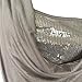 Makkrom Women's Sequin Stitching Cowl Neck T Shirt Tops Two Pieces Grey
