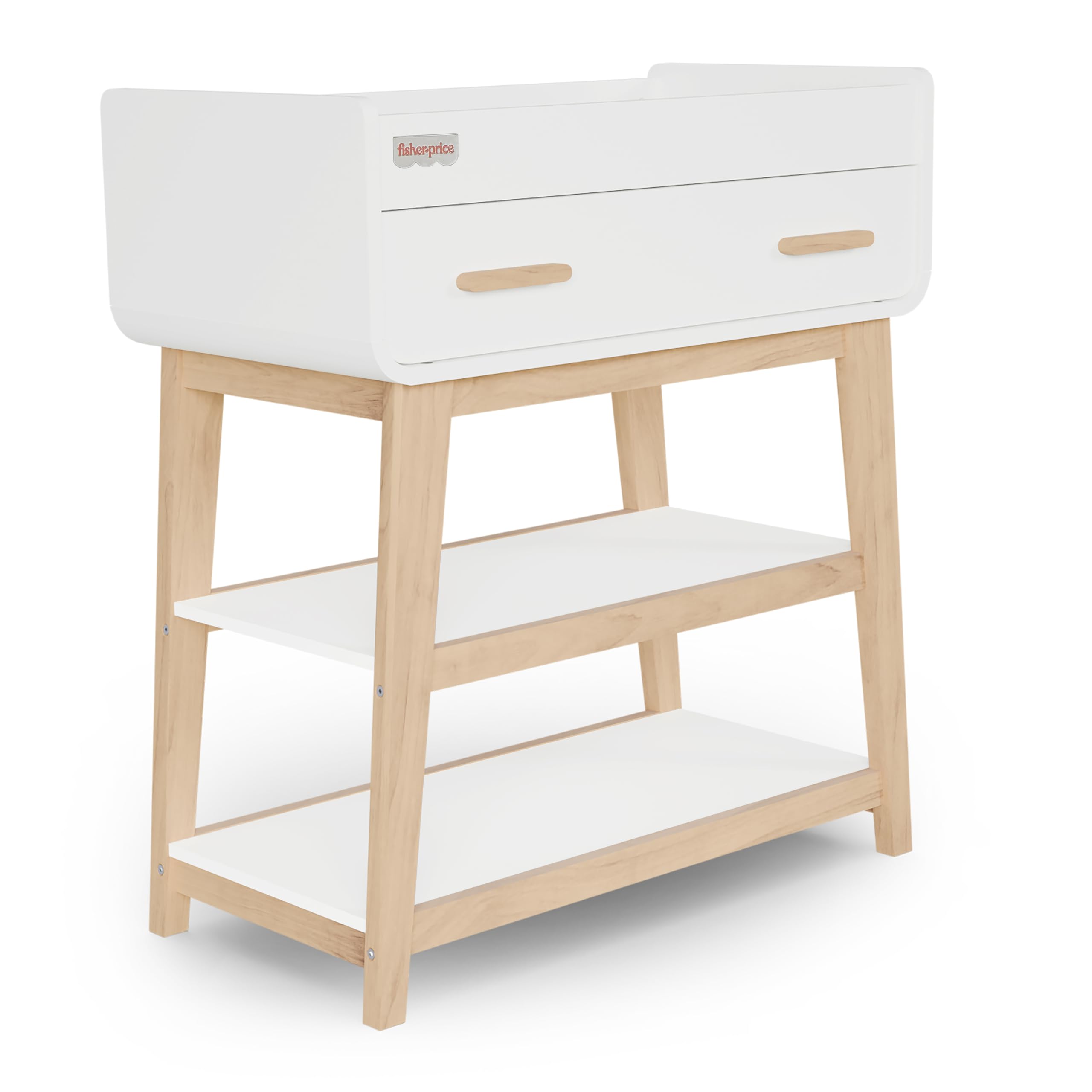 View 1 of **PARTS ONLY** Dream On Me Fisher Price Baby Changing Table, Vintage White Oak – Greenguard Gold & JPMA Certified, Wooden Nursery Dresser with Storage Shelves – Compact, Sturdy & Easy-to-Clean Design
