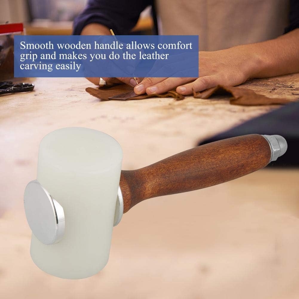 Leather Hammer, T Shape Leather Nylon Hammer Wood Handle Leather Carving Mallet Craft Tool - Image 3