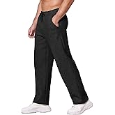 Deyeek Men's Fleece Lined Sweatpants Open Bottom Straight Leg Sweat Pants for Mens Loose Fit Joggers Sweatpants with Pockets