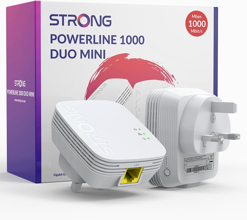 Strong AV1000 Powerline Adapter Kit HomePlug AV2 Gigabit Ethernet Plug & Play