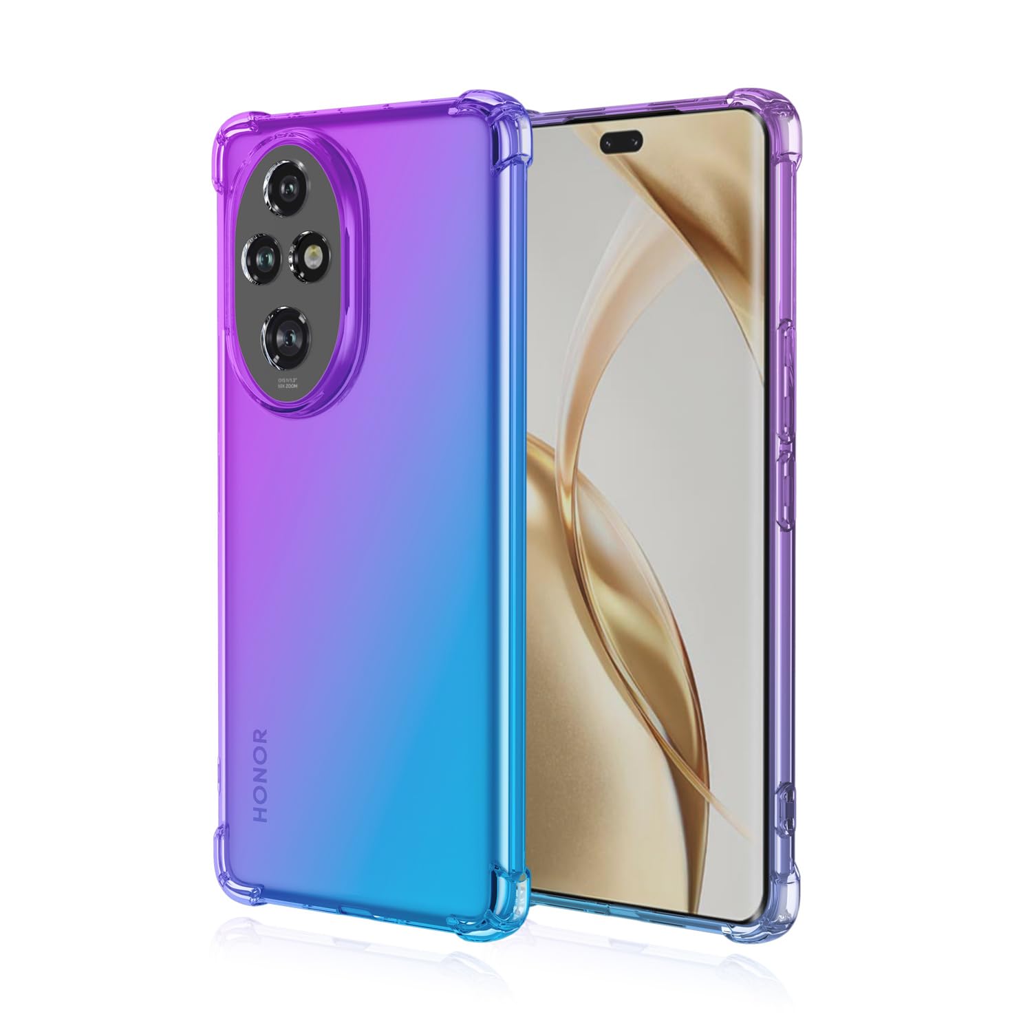 COMAKU Honor 200 Pro Case – Ultra Light Slim TPU Phone Cover with Shockproof Protection, Stylish Gradient Clear Design Compatible for Honor 200 Pro - purple blue