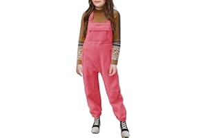 Meikulo Girls Fleece Overalls Kids Warm Winter Loose Casual Jumpsuits with Pockets 5-14 Years