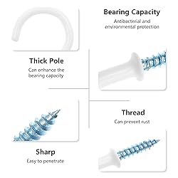 PHITUODA 50Pcs 1-1/4 Inch Cup Hooks Ceiling