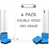 SCRIBBLEDO Dry Erase Clipboard Double Sided 9x12 with Erasers 6 Pack Bundle | 6 Clipboards And 6 Erasers Included, Double Sided Hardboard Build, Reinforced Clip, Wipes Clean No Ghosting, Ready To Use