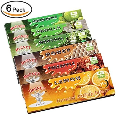 Hosal 6 Packs Variety Different Juicy Fruit and Other Flavored Cigarette Rolling Paper,1 1/4 Size 78*44MM,50 Papers Per Pack(Total 300 Papers)