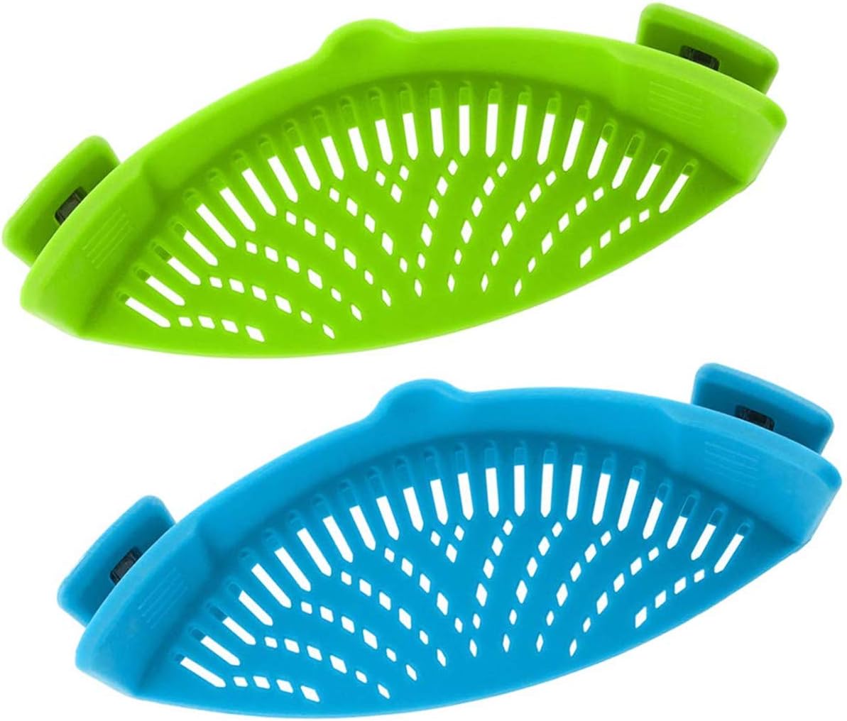 Snap Strainer, DCS 2 Packs of Hands-free Clip-on Heat Resistant Colander Pour Spout for Pasta Vegetable Noodles Pot bowl Pan
