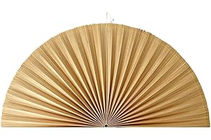CHUMDECOR Bamboo Half Circle Window Shade, Arched Windows Shade, Fan Shaped Blinds for Half Moon Coverings, Light Filtering Pleated Shade Half Circle, No Tool No Drill, Easy to Cut and Install (Ivory 48inch)