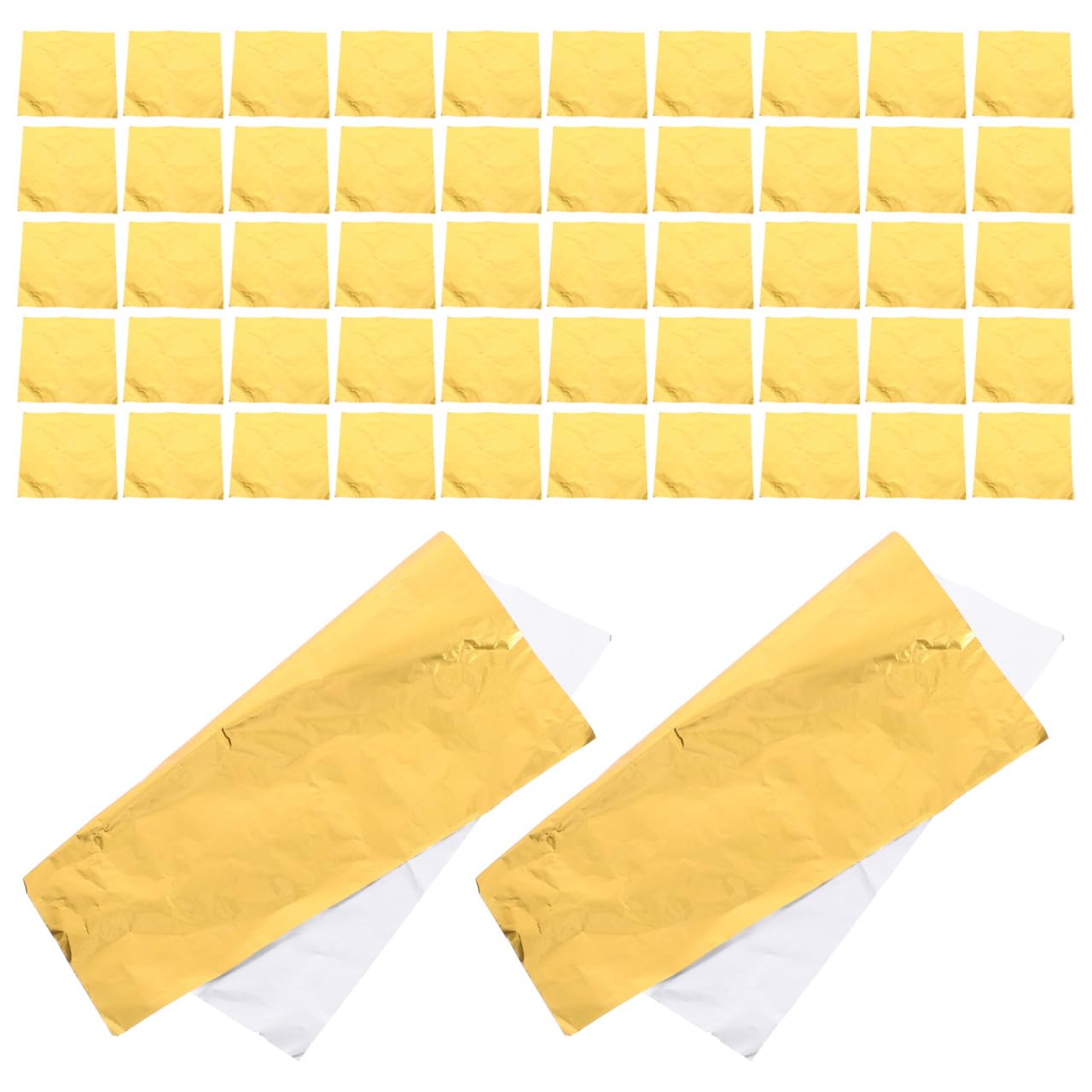 Toyvian 100pcs Gold Leaf Sheets Aluminium Foil Papers Gold Foil Papers Chocolate Wrapping for Home Shop Golden