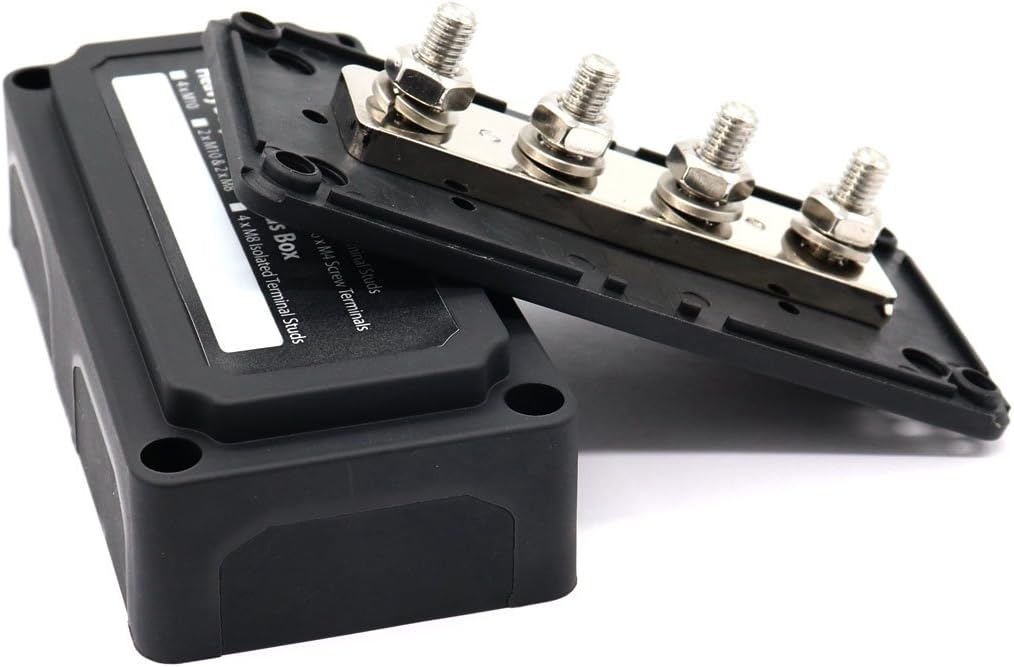 T Tocas 300A Heavy-Duty Module Design Power Distribution Block Busbar Box with 4x M8(5/16") Terminal Studs: Automotive