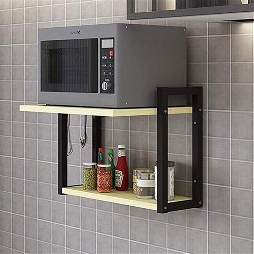 Gjrff Cocina Microondas Estante de Pared de 2 Capas Rejilla del ...