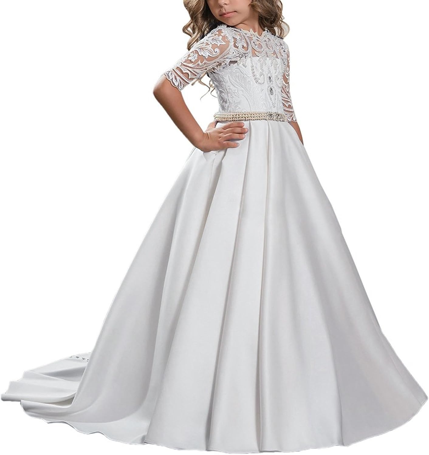 white satin girls dress