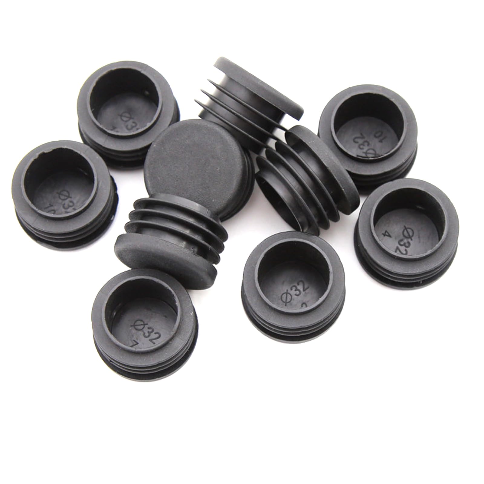 32mm Black Plastic Plugs, Black Round Tube Covers, Inner End Caps for Chairs Desks Tables Foot Furniture Pipe, 20 Pcs — image 1