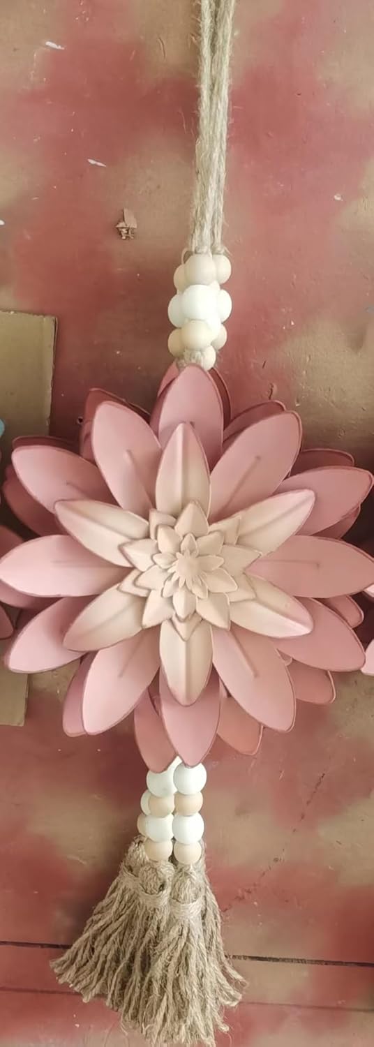 Plaques & Wall Art - Weekhai Metal Flower Wall Art 3D multi-layer decor, modern iron flower wall art sculpture, suitable for family living room, bathroom, kitchen, indoor, outdoor courtyard porch。 (pink)