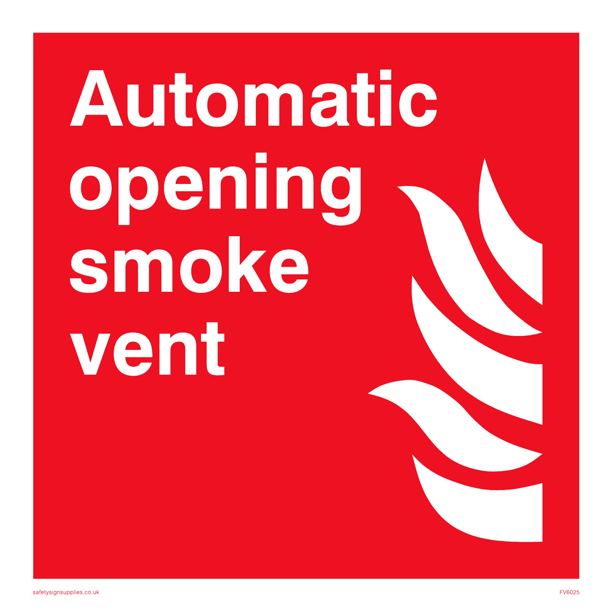 Automatic opening smoke vent with flame symbol Sign - 150x150mm - S15