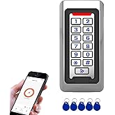 Door Access Control Keypad, Stainless Steel Outdoor IP68 Waterproof, 2000 Users, Wiegand 26-bit Input / Output, Tuya App Remote Control, RFID Card &amp; PIN Code Entry, Doorbell Button