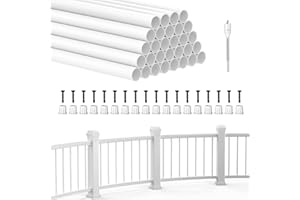 BLIKA 30 Pack 36" Aluminum Deck Balusters with Anti-UV Baluster Connectors, 3/4" Diameter Round Aluminum Balusters for Deck Railing, White