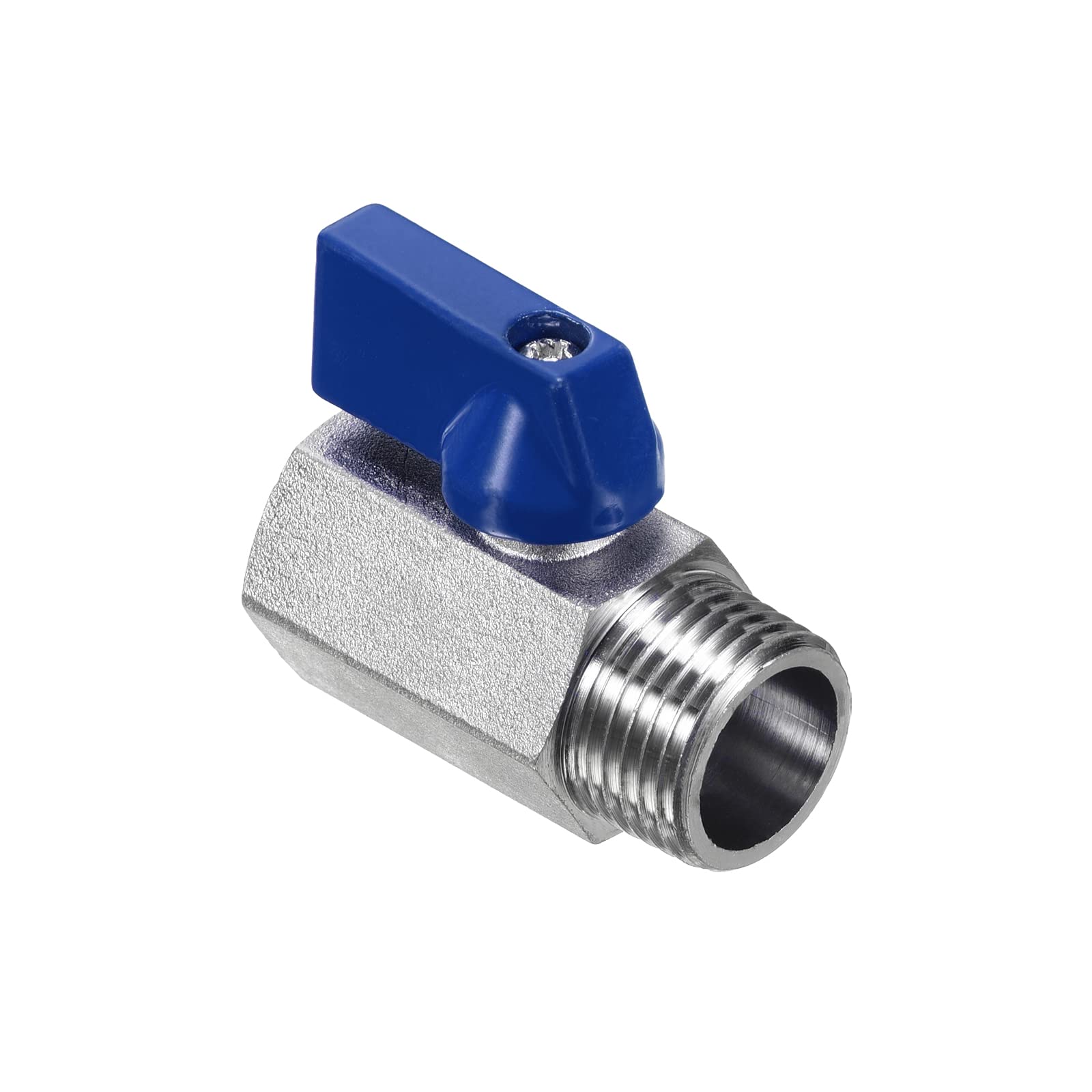 PATIKIL 1/2 NPT Brass Mini Ball Valve, 1 Pack NPT Female to Male Shut-Off Valve for Pipe Coupler Connector, Blue