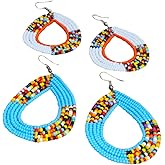 TEMBO AFRICA Set of 2 Maasai Beaded Earrings Handmade African Earrings Length: 3 Inches (with hooks) Boho Jewelry Gifts, AE27