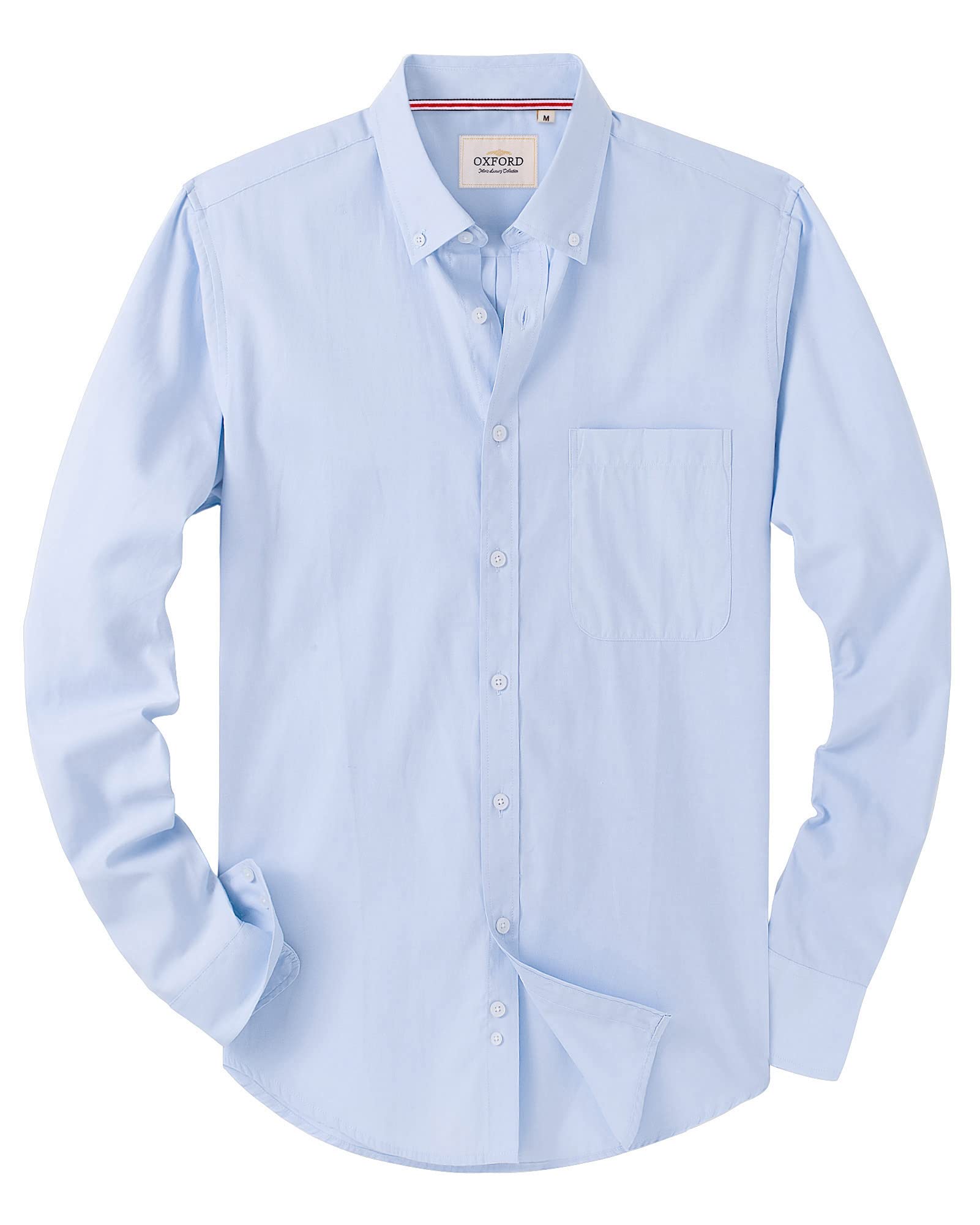 Photo 1 of Size 3XL Alimens & Gentle Mens Solid Oxford Shirt Long Sleeve Dress Shirt Work Casual Button Down Shirts with Pocket Light Blue