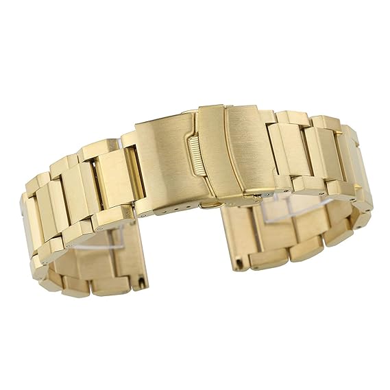 JINSH Herren Luxus Solid Gold Edelstahl Uhrenarmbänder 22mm Schwere Art Oyster Stil Sicherheitsverschluss Schließe Matt