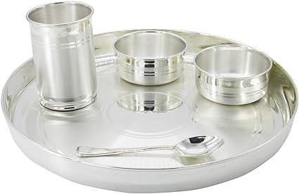 Buy Goldsmith Jewells Gems Silver Dinner Set 5 Pieces Silver Online At Low Prices In India Amazon In