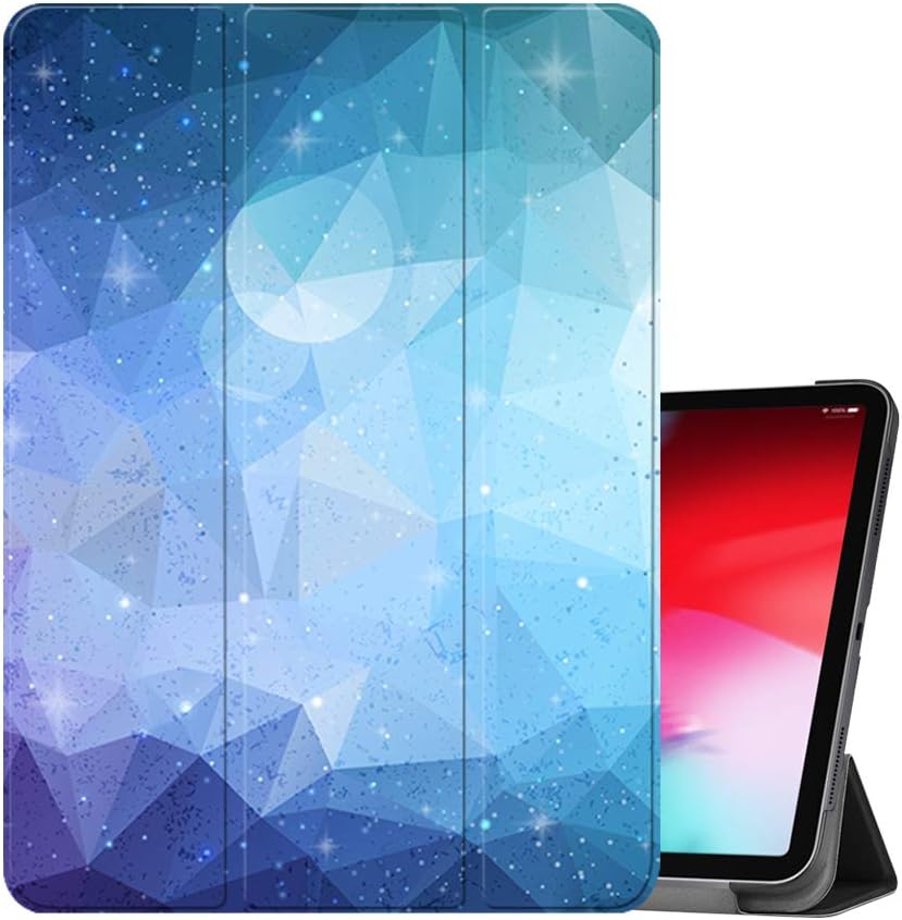 MTAOTAO for Newest iPad Air 4 10.9 / iPad Pro 11 2018 - Slim Lightweight Trifold Stand Case with Auto Sleep/Wake [Support Apple Pencil Charging], PU Leather Cover for iPad Air 4 2020, Colorful Polygon