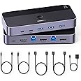 UGREEN USB 3.0 HDMI KVM Switch with 4 USB 3.0 Ports 4K@60Hz for 2 Computers Sharing 1 Monitor Keyboard Mouse Hard Drives Printer, with 2 HDMI Cables, 2 USB Cables and Controller